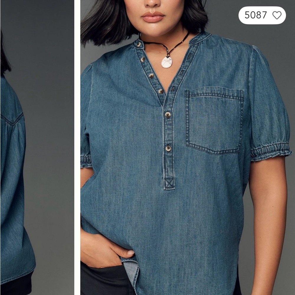 Pilcro Denim Blue Button Down Shirt